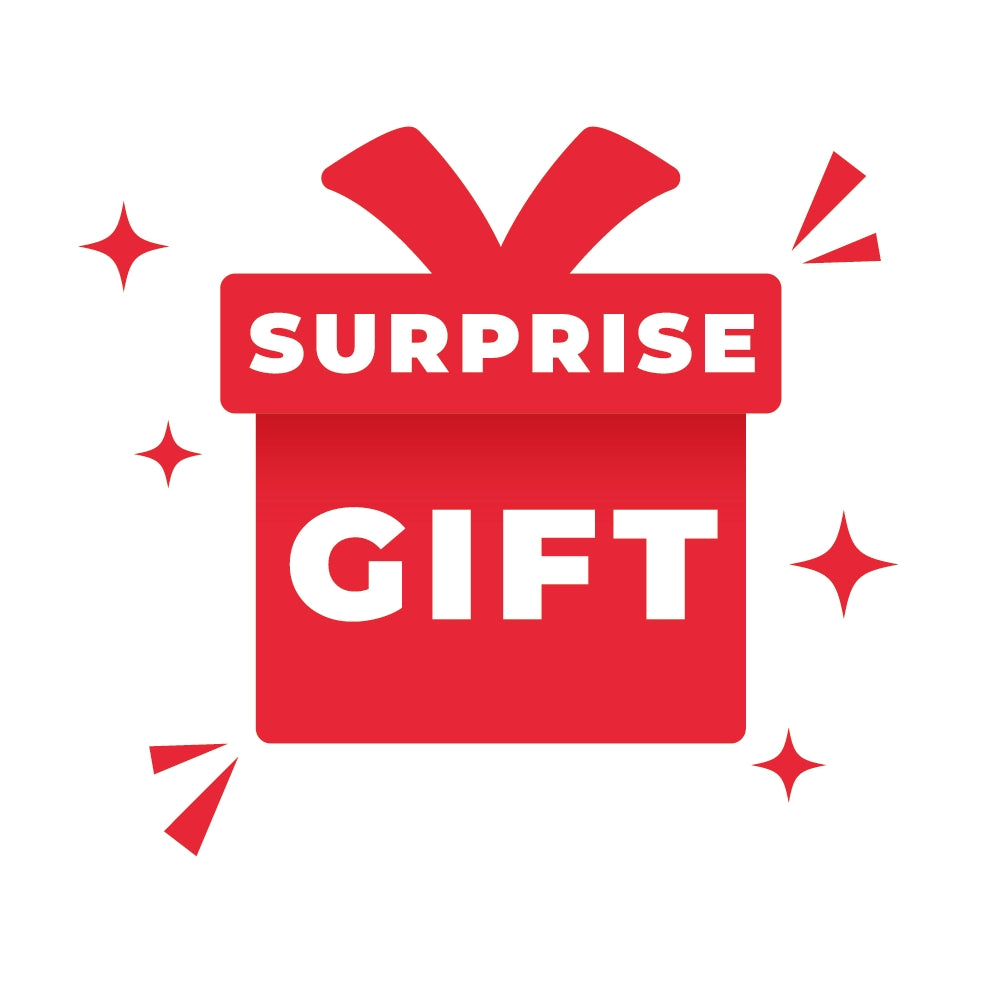 Red gift box with 'Surprise Gift' text on a white background