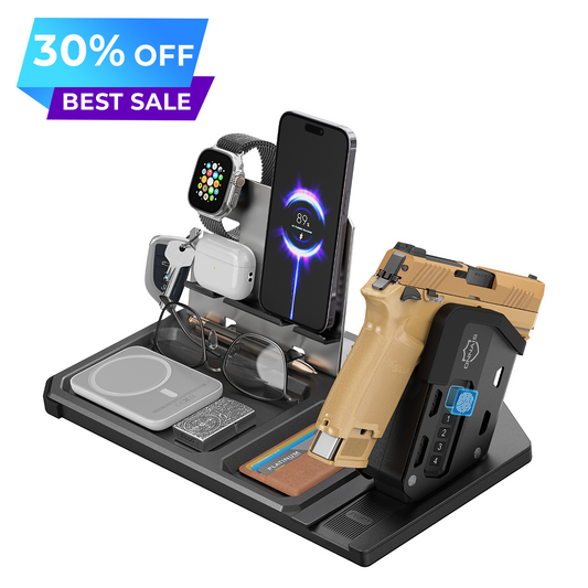 Multi-device charging station with phone, watch with a 30% off sale.