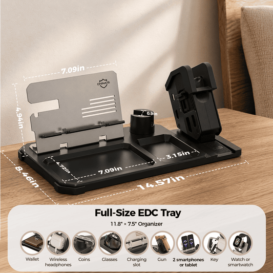 Onnais Defender EDC Tray Stand with Biometric Gun Lock | Secure Organizer for Firearms & Everyday Gear