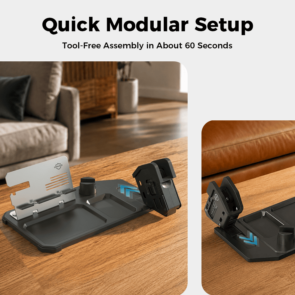 Onnais Defender EDC Tray Stand with Biometric Gun Lock | Secure Organizer for Firearms & Everyday Gear