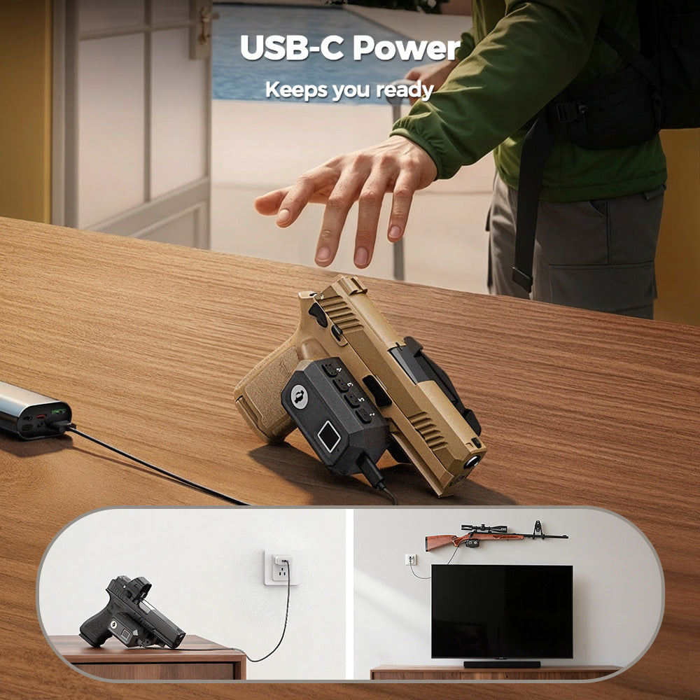 ONNAIS Defender Se Wall Mount Universal Gun Trigger Lock 3-Way Unlock