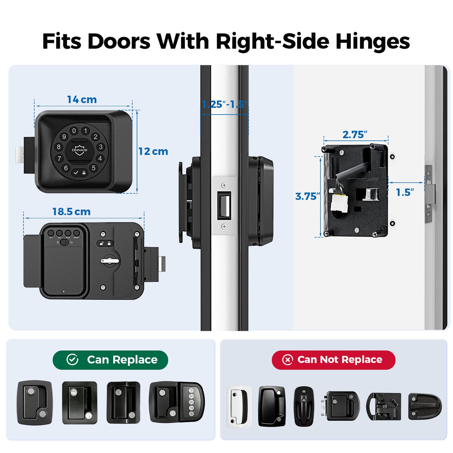 ONNAIS Guard Smart Max RV Keyless Door Lock with App, Keypad & Key Fob