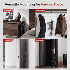 ONNAIS Defender SE Wall Mount Gun Lock – Versatile mounting system for various spaces including bedside, wardrobes, door, and rifle safe.