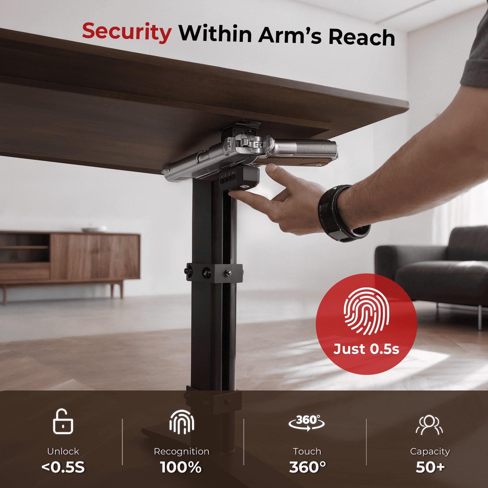 ONNAIS Defender SE wall mount trigger lock - Quick access gun safety device unlocking 
