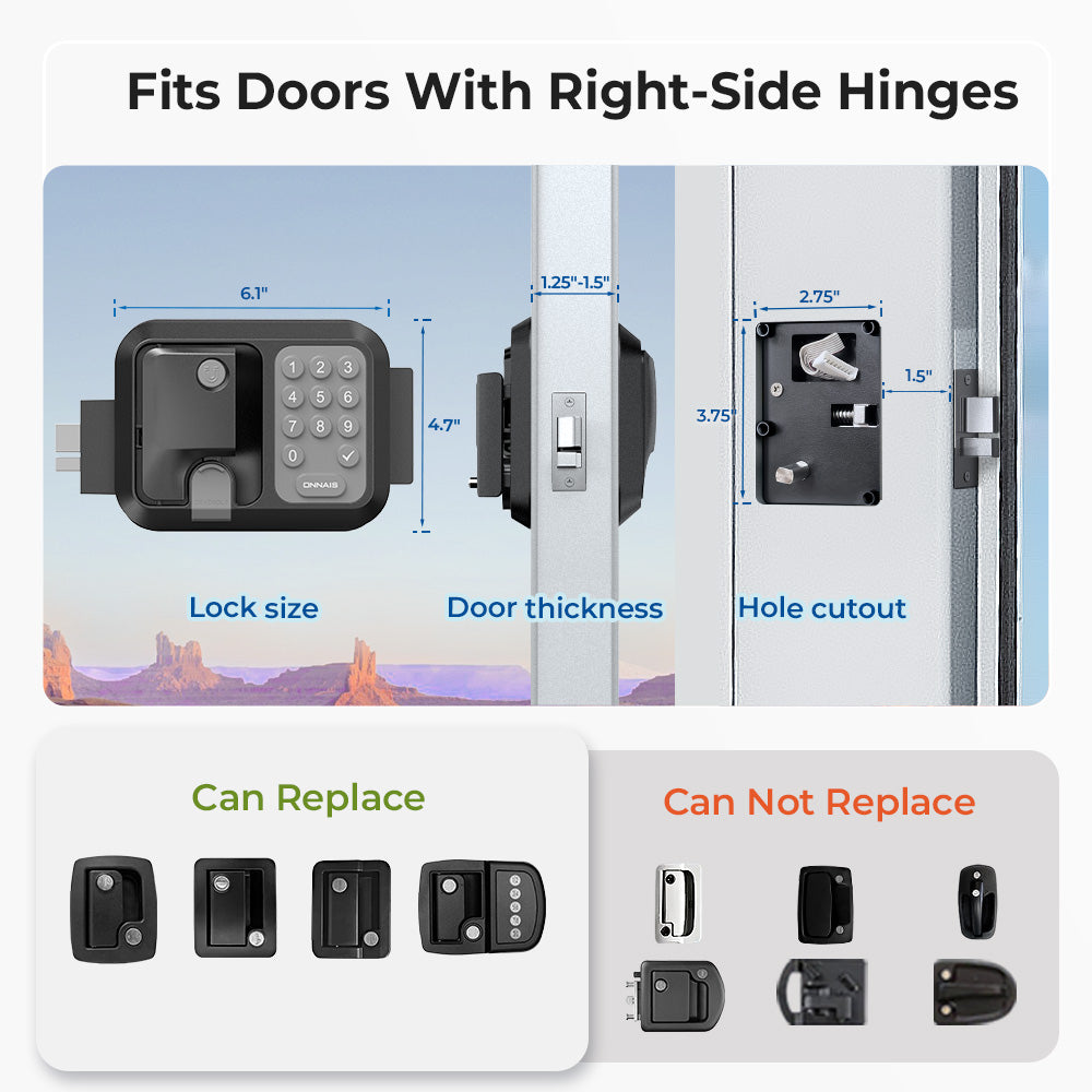 Smart lock fits multiple door sizes with display