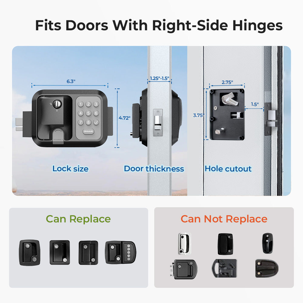 Smart lock fits multiple door sizes with display
