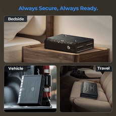 On a bedside table, in a vehicle, and on a travel seat-ONNAIS Iron Pro