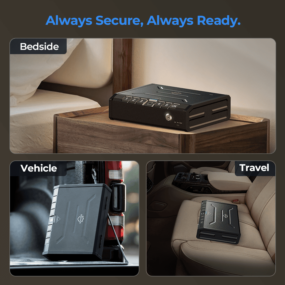 On a bedside table, in a vehicle, and on a travel seat-ONNAIS Iron Pro