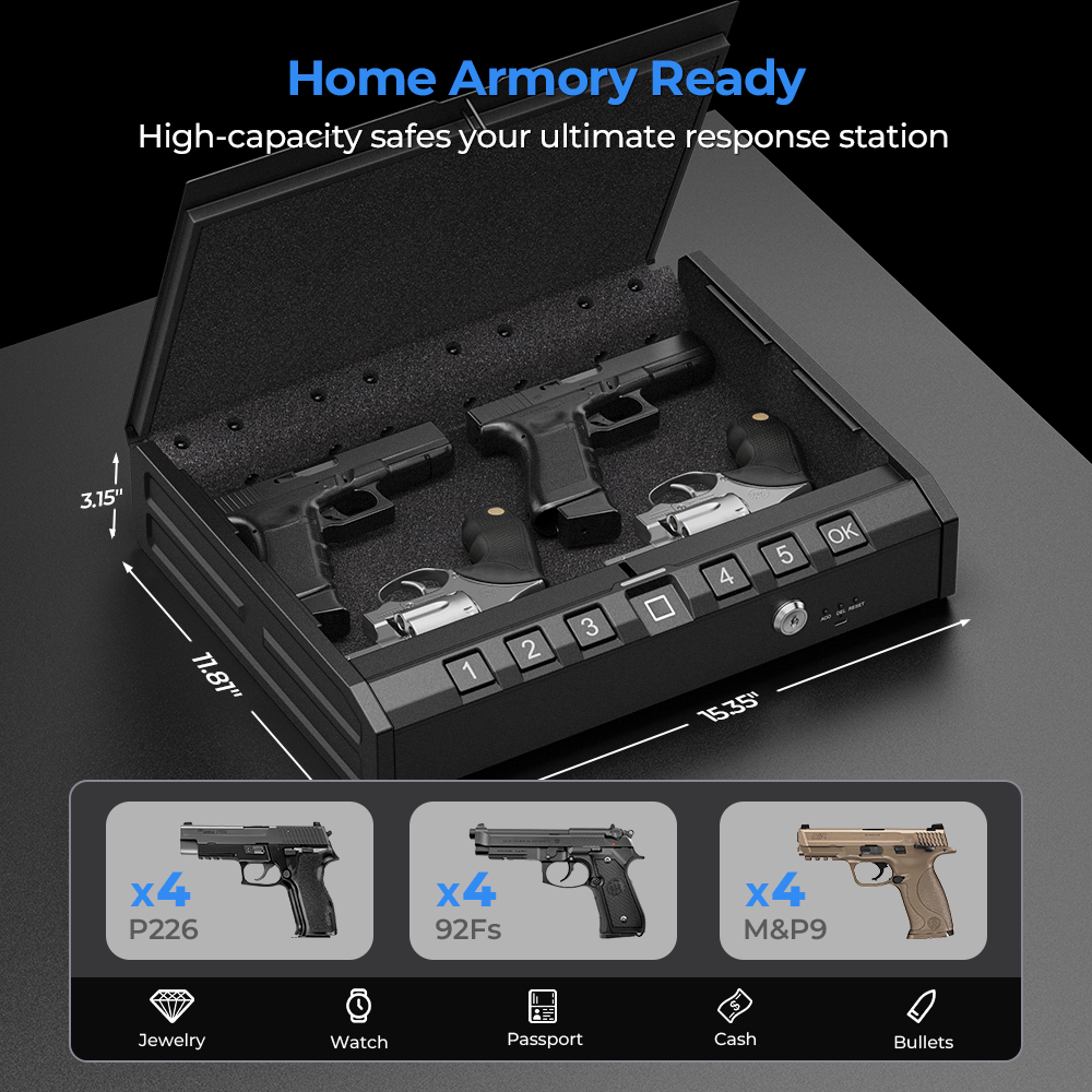 The capacity is 15.35''x11.81''x3.15'', which can accommodate pistols x4 (type can be P226/92F/M&P9)-ONNAIS Iron Pro Max