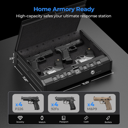 The capacity is 15.35''x11.81''x3.15'', which can accommodate pistols x4 (type can be P226/92F/M&P9)-ONNAIS Iron Pro Max